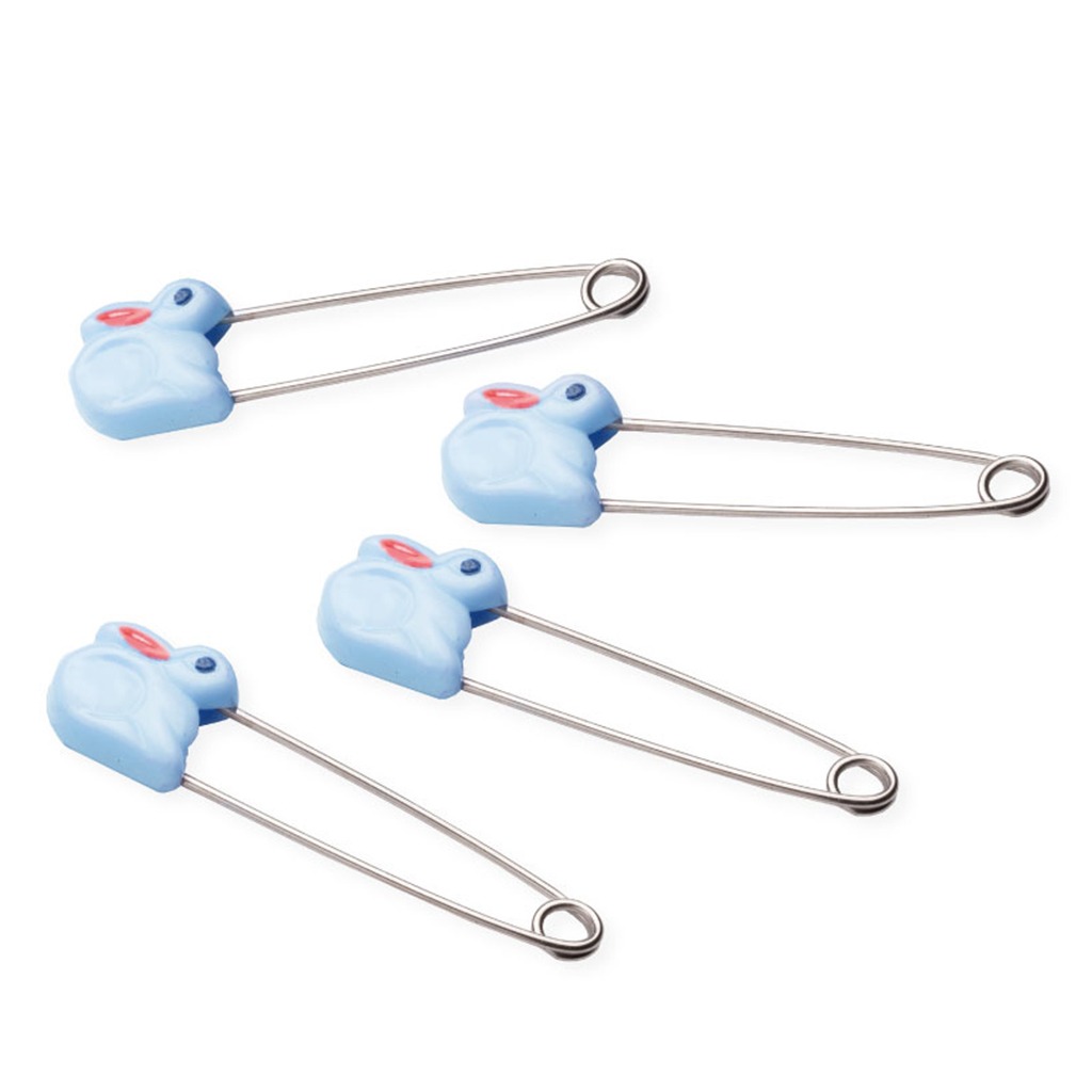Farlin Animal Safety Pins For Baby, Blue, Pack of 4's