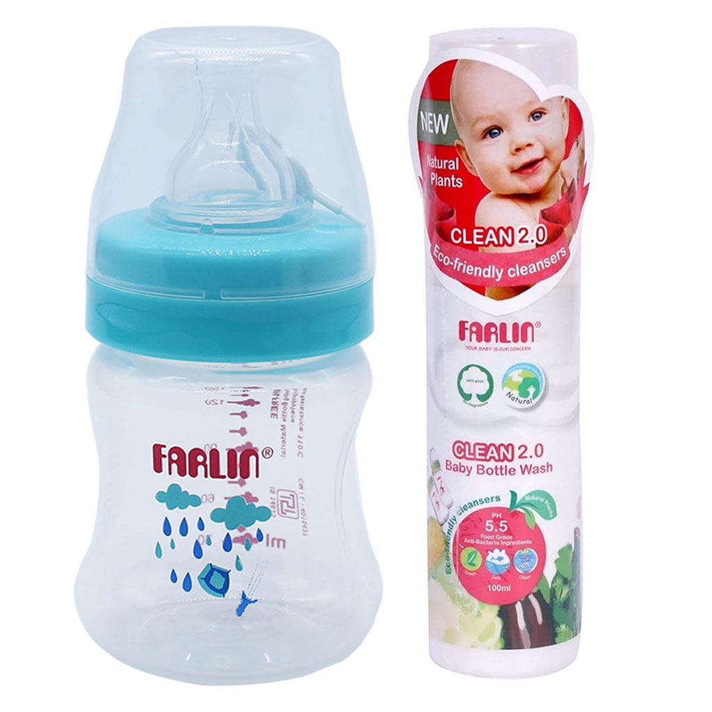 Farlin PP Baby Feeding Bottle 150ml + Clean 2.0 Baby Bottle Wash Ga -10032