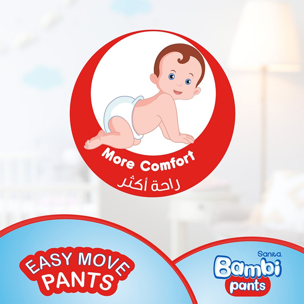 Sanita Bambi Easy Move Baby Diaper Pants, Size 6, XX-Large For 16+ Kg Baby, Jumbo Pack of 40's 