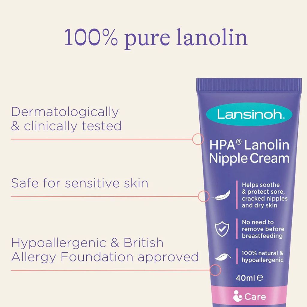 Lansinoh 100% HPA Lanolin Nipple Cream For Sore Nipples & Dry Cracked Skin 40ml