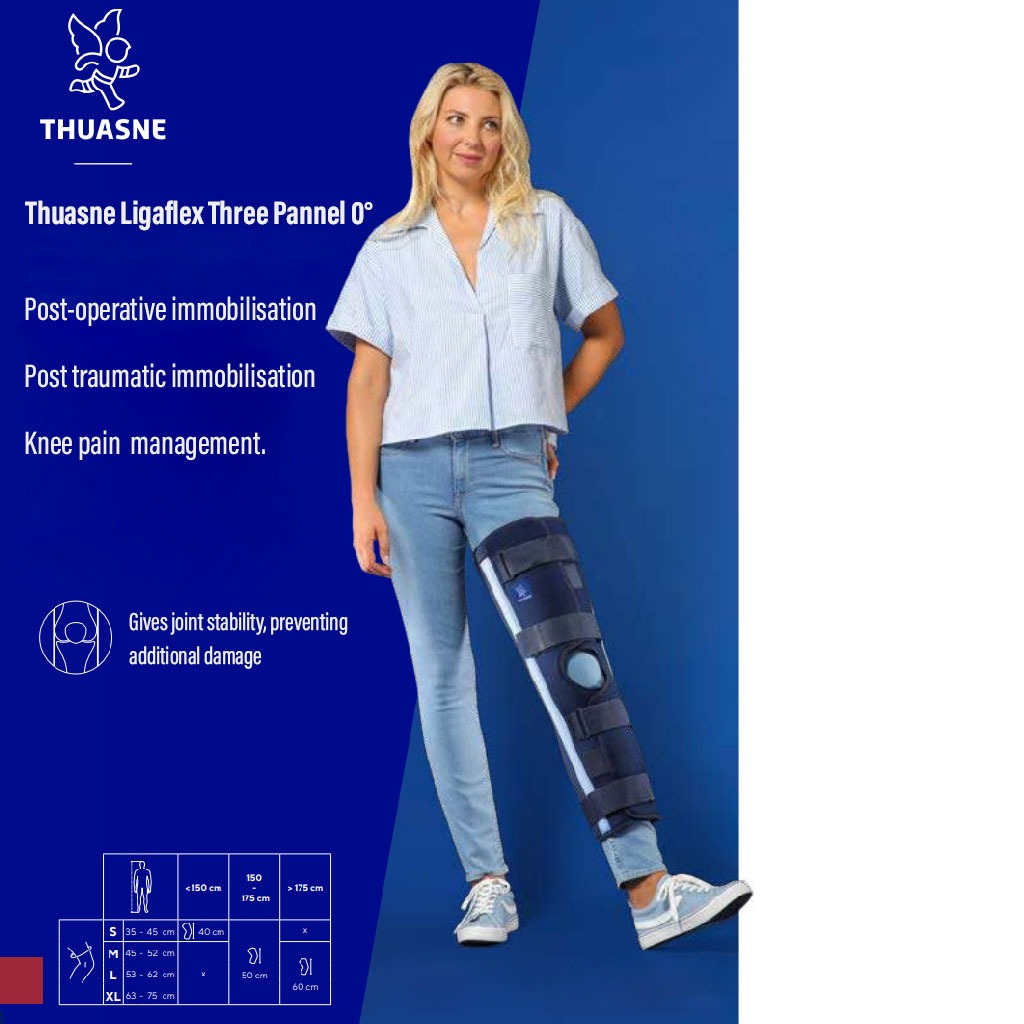 Thuasne Ligaflex Three Pannel Immo 0° Knee Immobilizer Small With Height 50 cm 