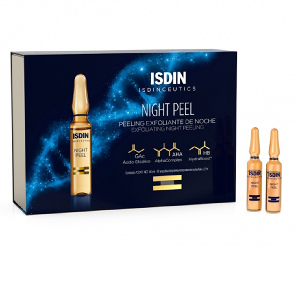 Isdin Isdinceutics Exfoliating Night Peeling Facial solution 2mlX10 Ampoules, PROMO PACK of 2 boxes