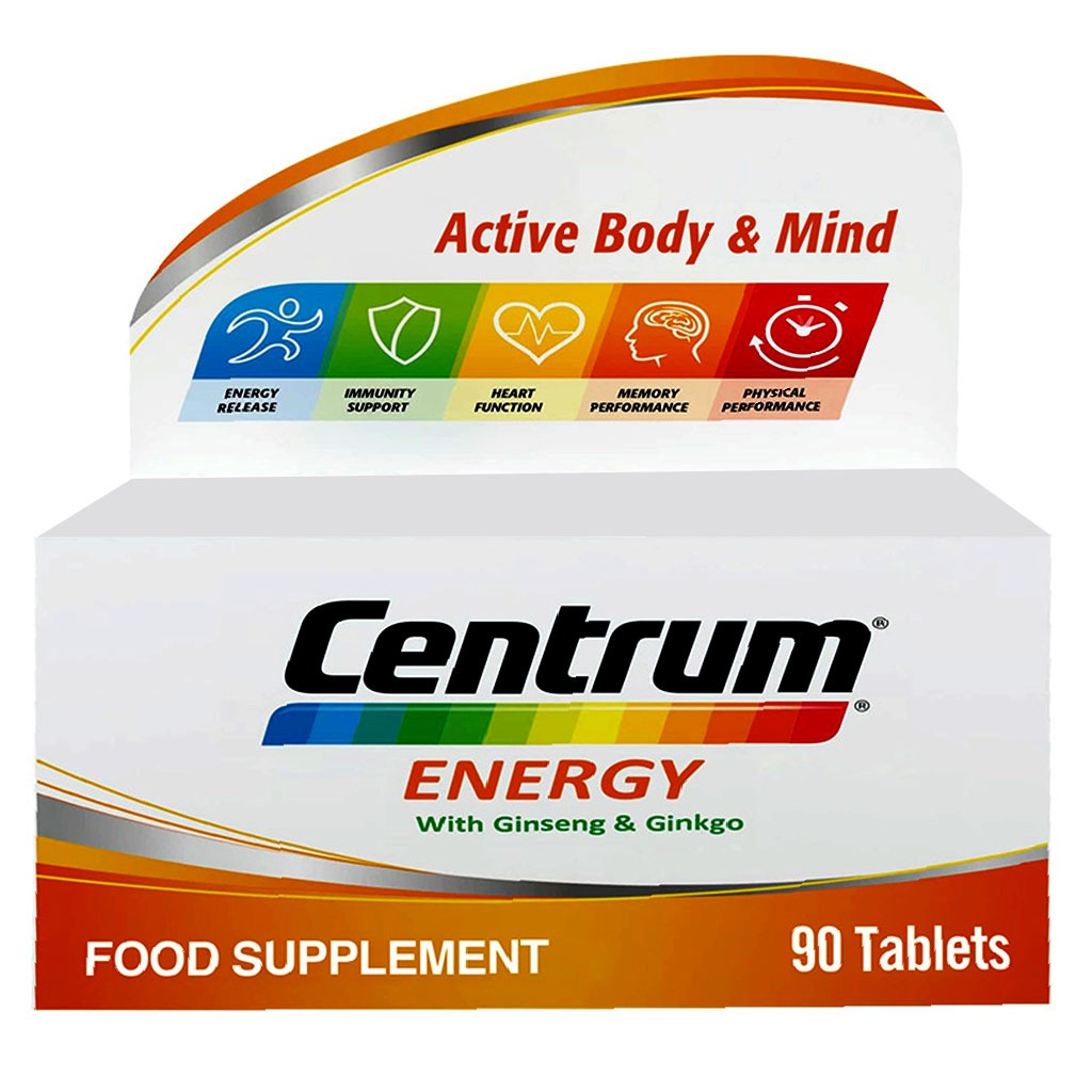 Centrum Multivitamin Energy Tablets With Ginseng And Ginkgo, Pack of 90's
