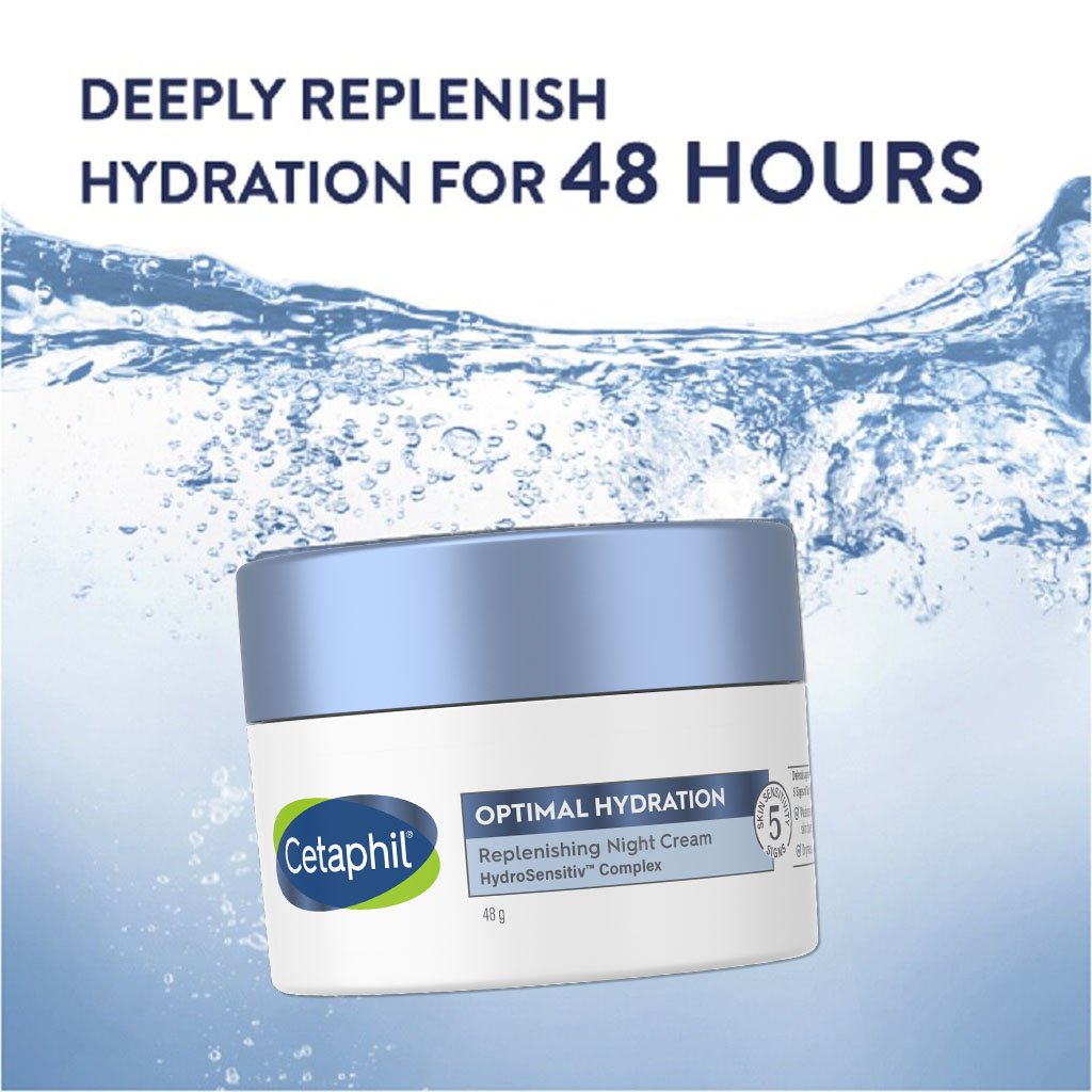 Cetaphil Optimal Hydration Replenishing Night Cream For Dry or Dehydrated Skin 48g