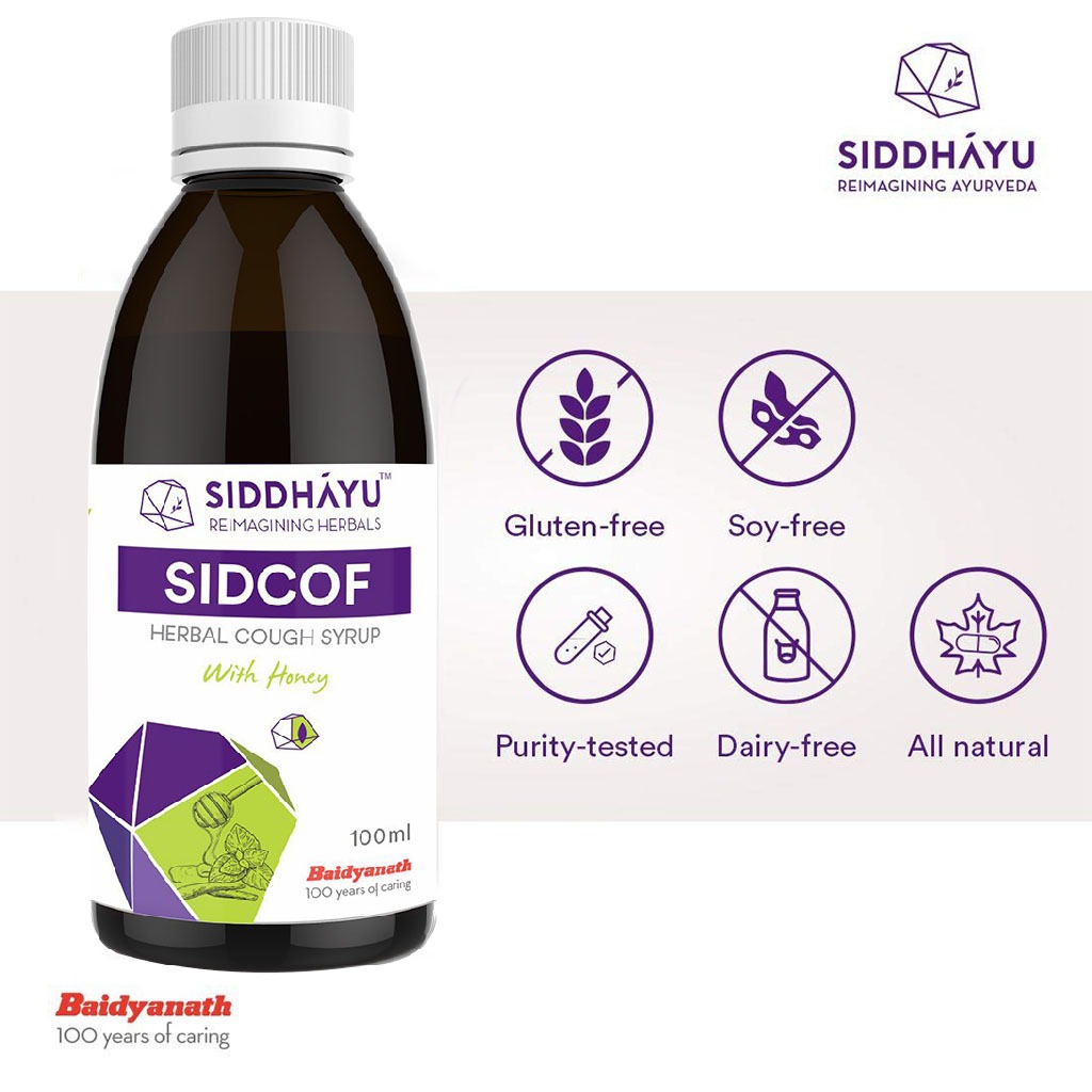 Siddhayu Sidcof Herbal Alcohol-Free Cough Syrup With Honey 100ml