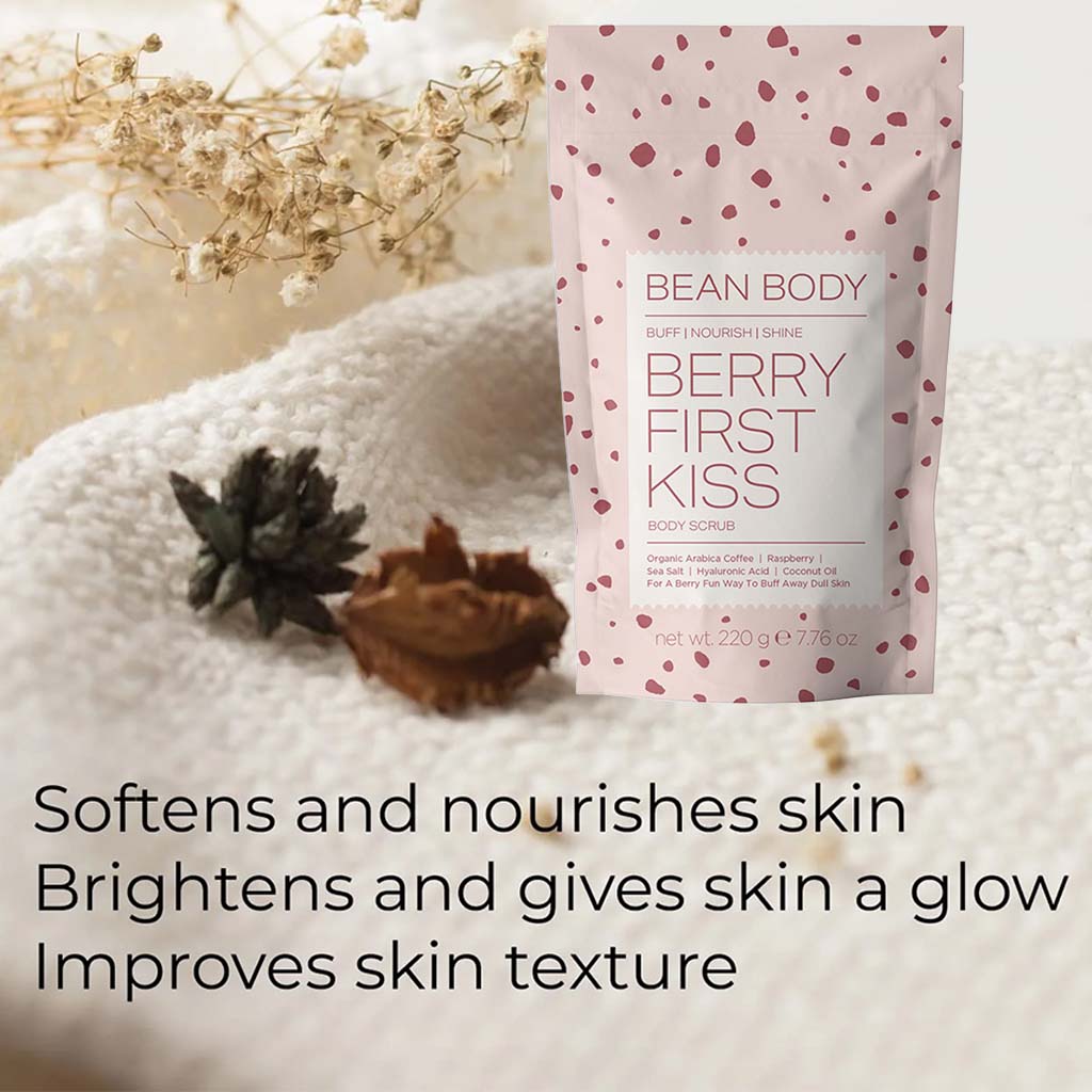 BeanBody Berry First Kiss Nourishing Body Scrub With Coffee & Raspberry 220g