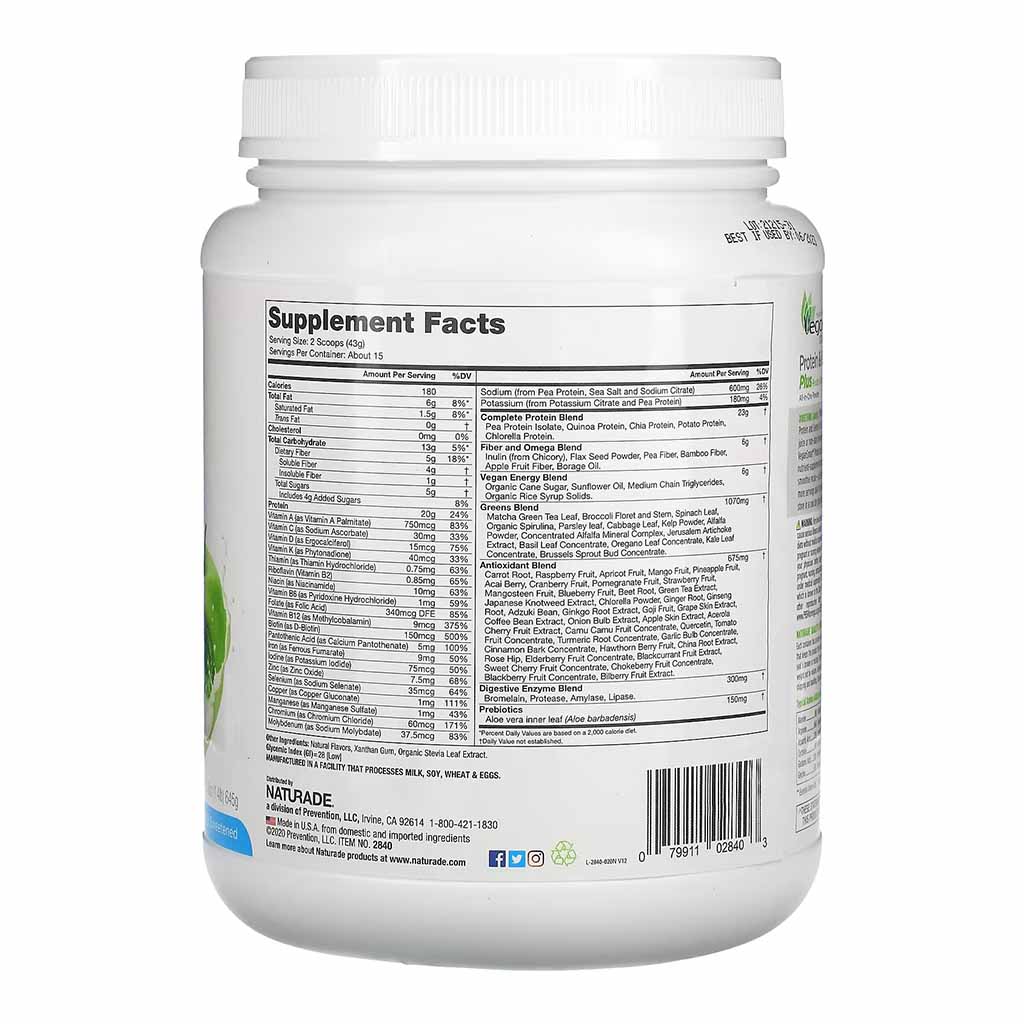 Naturade VeganSmart Protein & Greens Vegan Shake Vanilla Crème All in One Powder 15 Servings, 645g