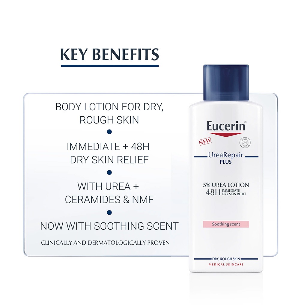 Eucerin Urea Repair Plus 5% Urea Lotion With Soothing Scent For 48Hour Dry & Rough Skin Relief 250ml