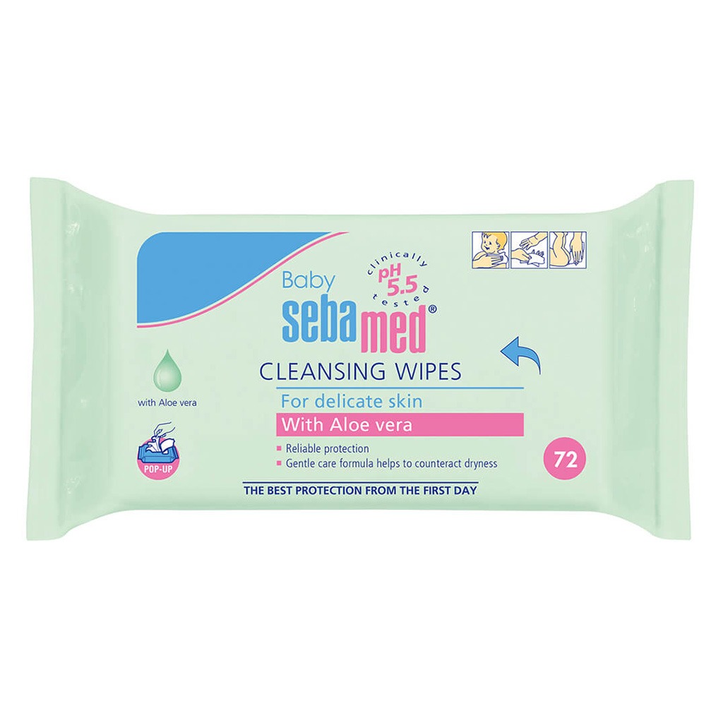 Sebamed Baby Cleansing Wipes With Aloe Vera, Pack of 72's