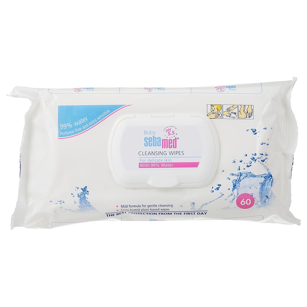 Sebamed Baby Cleansing Wipes With 99% Water For Delicate Skin, Pack of 60's