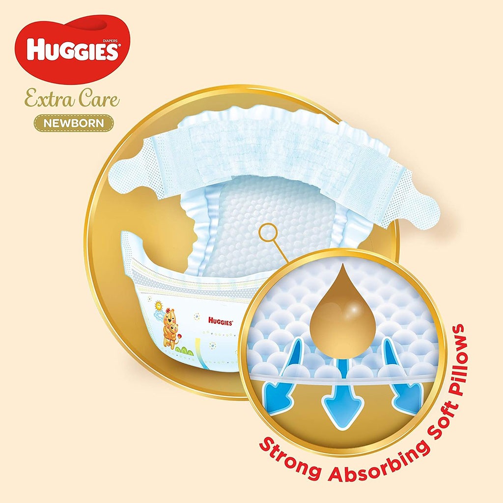 Huggies Extra Care Newborn Diapers, Size 2, For 4-6kg Baby, Promo Jumbo Pack of 2 x 64's