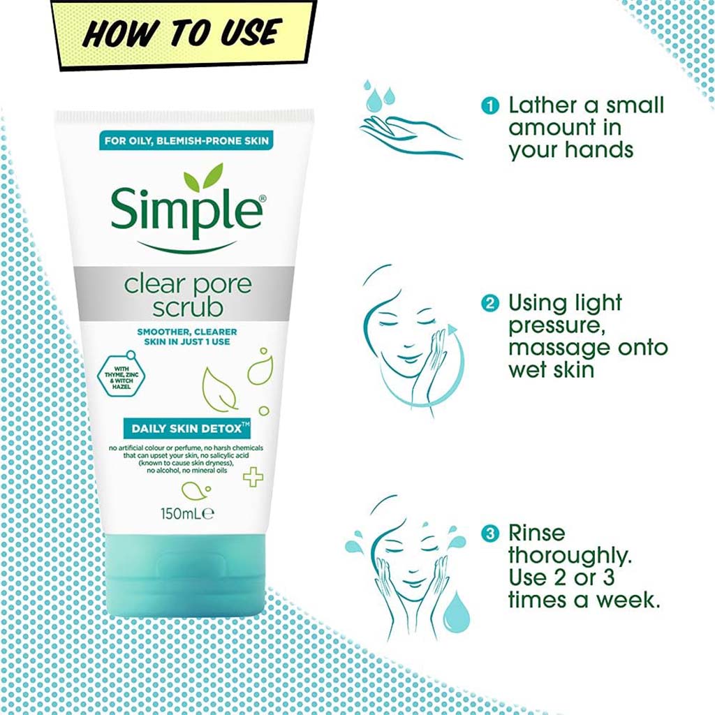 Simple Daily Skin Detox Clear Pore Scrub For Oily, Blemish-Prone Skin 150ml