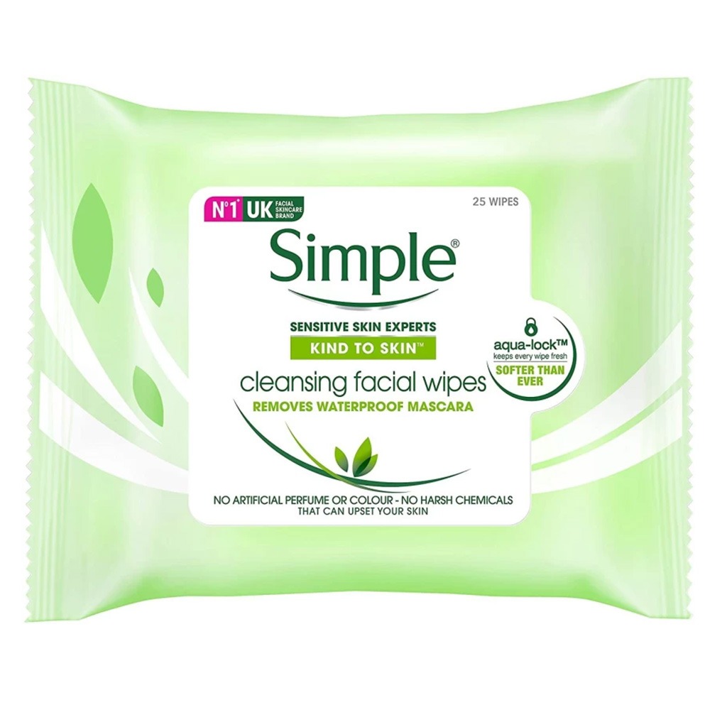 Simple Kind To Skin Sensitive Skin Experts Cleansing Facial Wipes, Pack of 25's