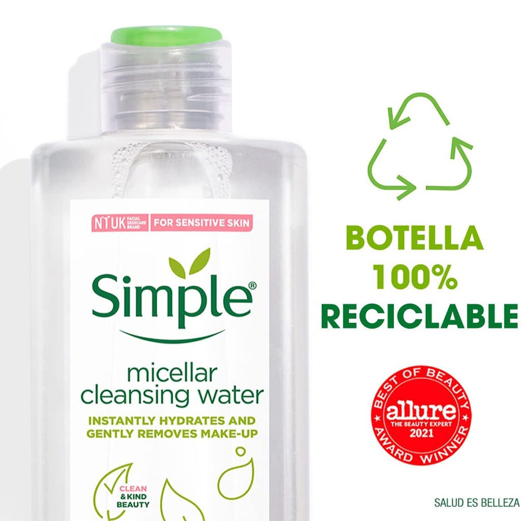 Simple Kind To Skin Micellar Cleansing Water For Sensitive Skin 400ml, Value Pack Of 6's