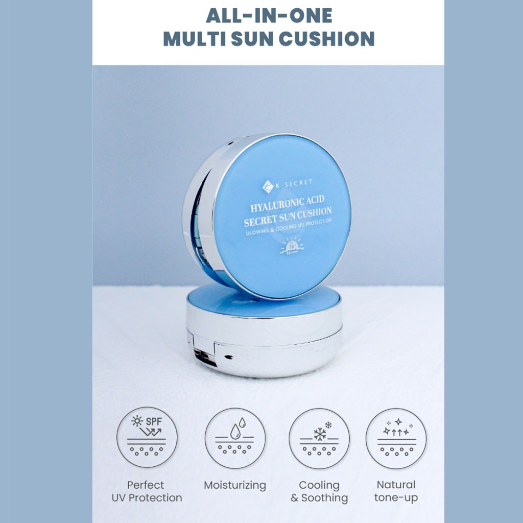 K-Secret Hyaluronic Acid Secret Glowing & Cooling UV Protection Sun Cushion With SPF 50+ & PA++++ 15g