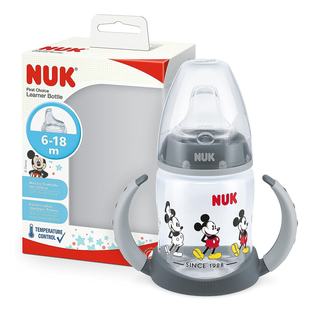 Nuk First Choice Mickey Mouse 150ml Baby Learner Bottle With Temperature Control, Pack of 1's