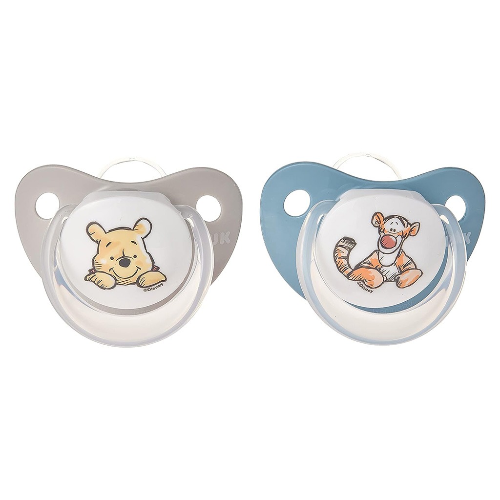 NUK Disney Winnie The Pooh Trendline Silicone Soother For 0-6 Months Baby, Assorted Pack of 2's
