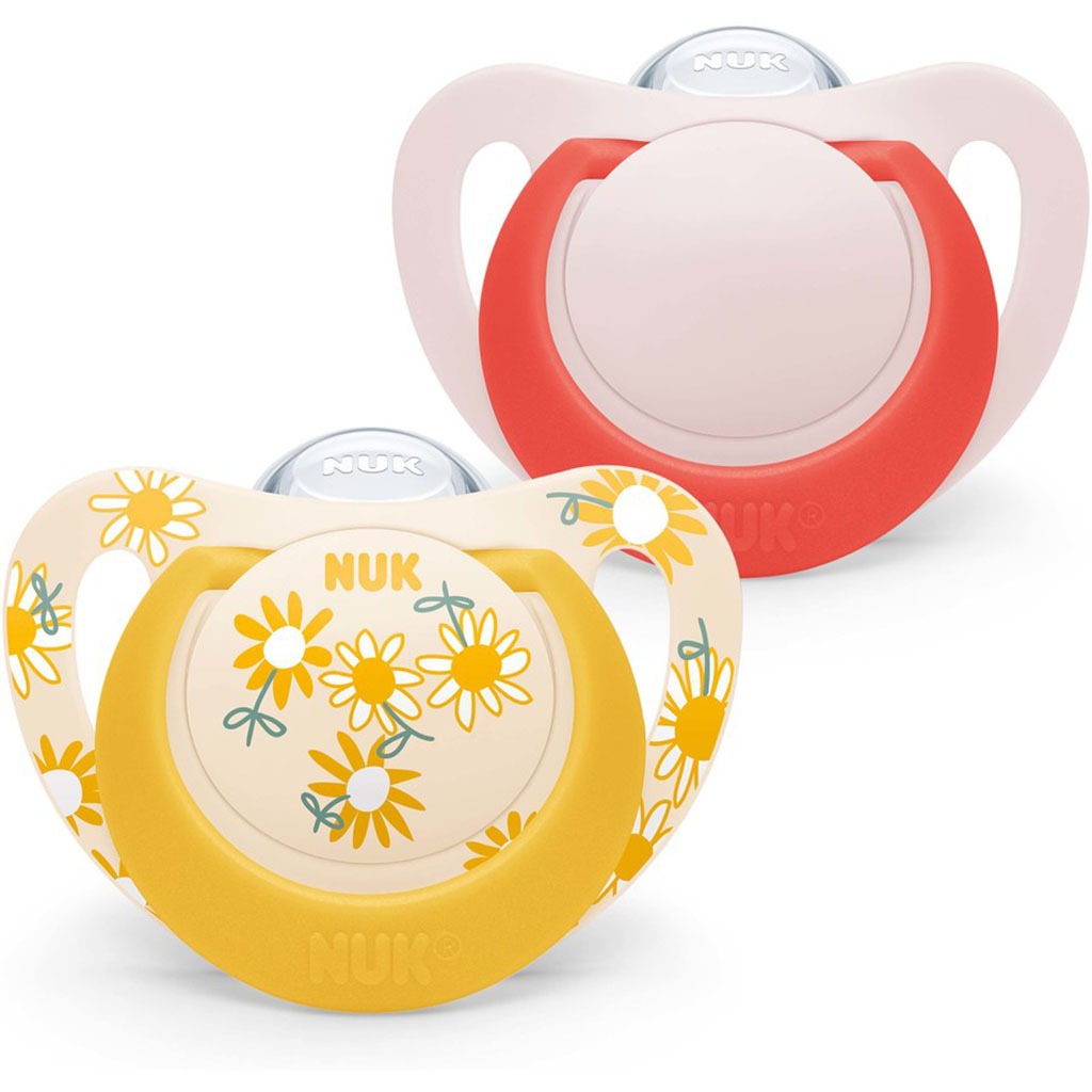 NUK Star Silicone Soother For 6-18 Months Baby, Assorted Pack of 2's