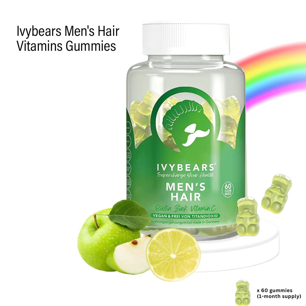Ivybears Men's Hair Gummies With Biotin, Zinc & Vitamin C, Pack of 60's
