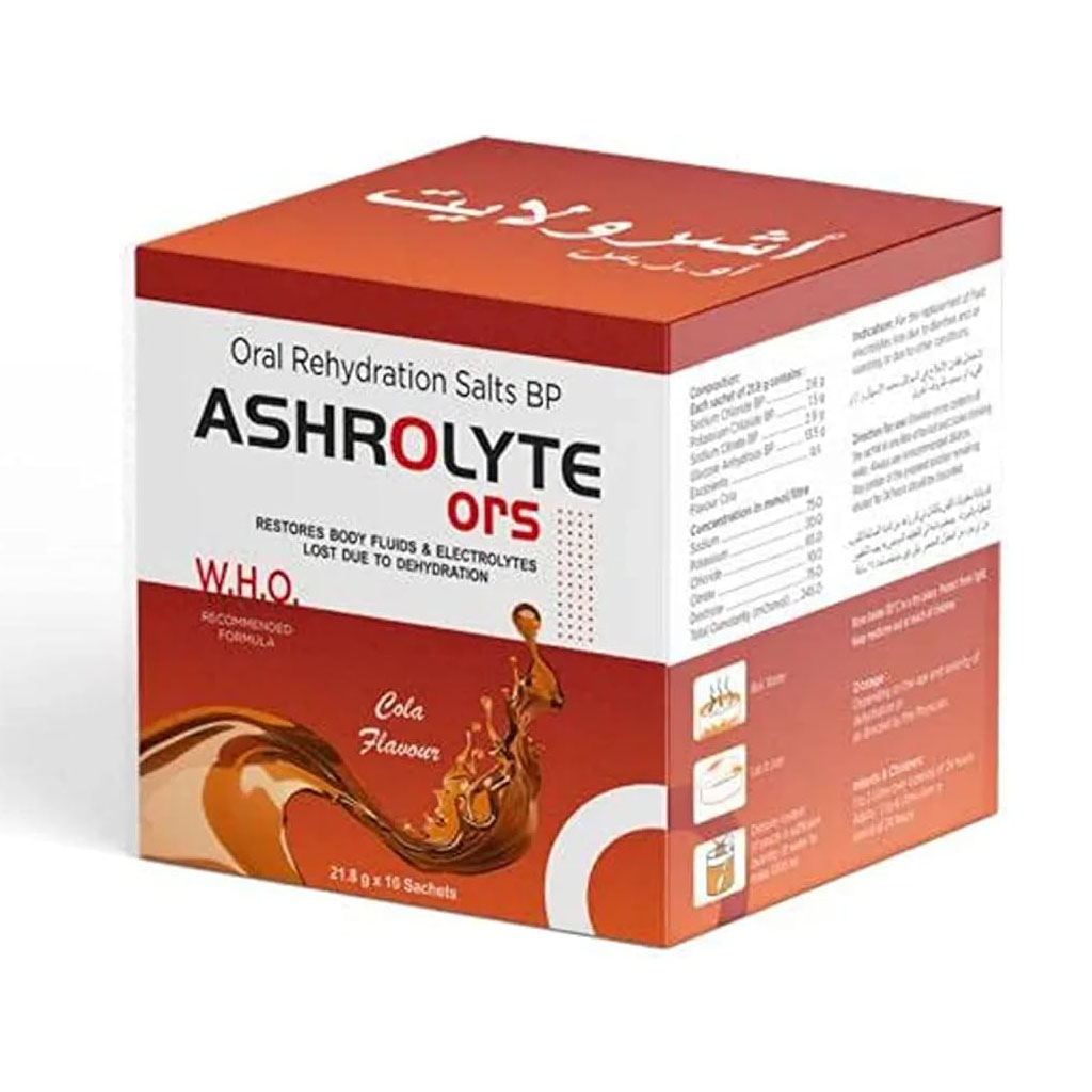 Ashrolyte ORS Oral Rehydration Salts, Pack of 10 Sachets