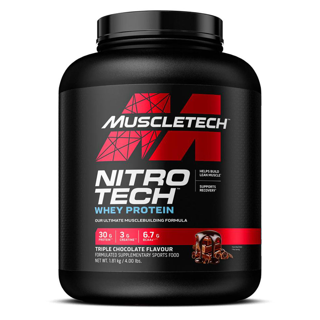 MuscleTech Nitrotech Whey Protein Powder, Triple Chocolate Flavor, 4lb
