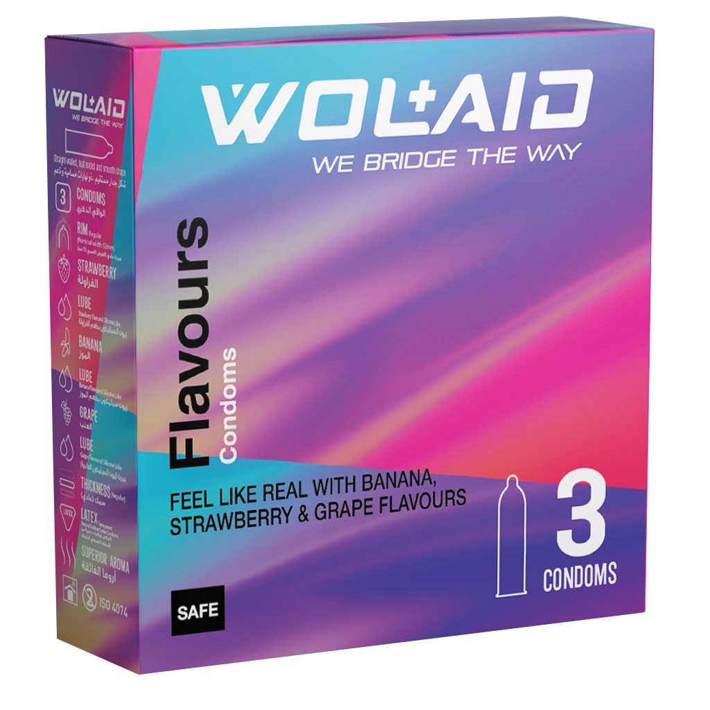 Wolaid Flavours Condoms, Pack of 3's