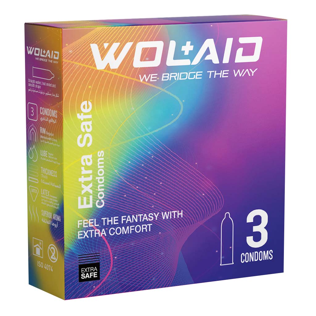 Wolaid Extra Safe Condoms, Pack of 3's
