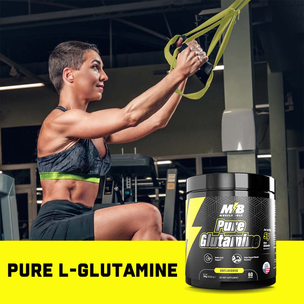 Muscle Bolt Pure Glutamine Powder Supplement For Muscle Recovery, Unflavored 300g