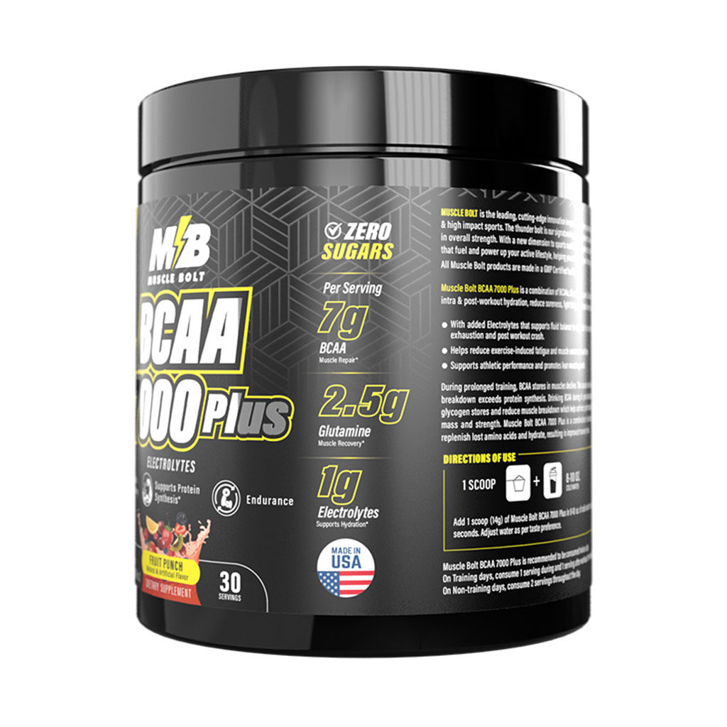 Muscle Bolt BCAA 7000 Plus For Muscle Recovery & Endurance Fruit Punch 30 Servings, 420g