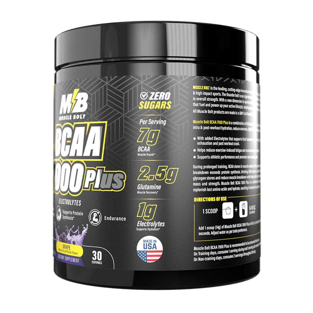 Muscle Bolt BCAA 7000 Plus For Muscle Recovery & Endurance Grape 30 Servings, 420g