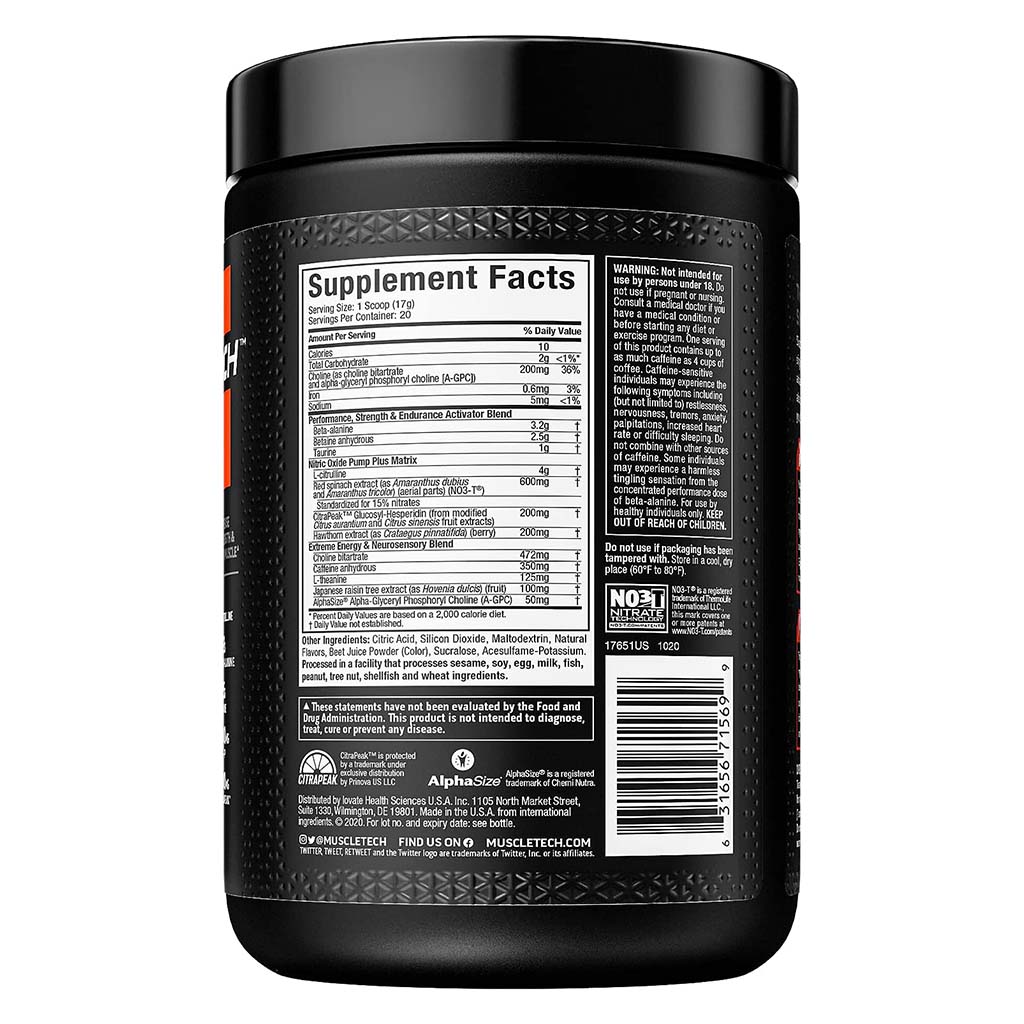 MuscleTech Shatter Extreme Energy And Performance Amplifier Pre-Workout Powder, Rainbow Fruit Candy Flavor, 389g