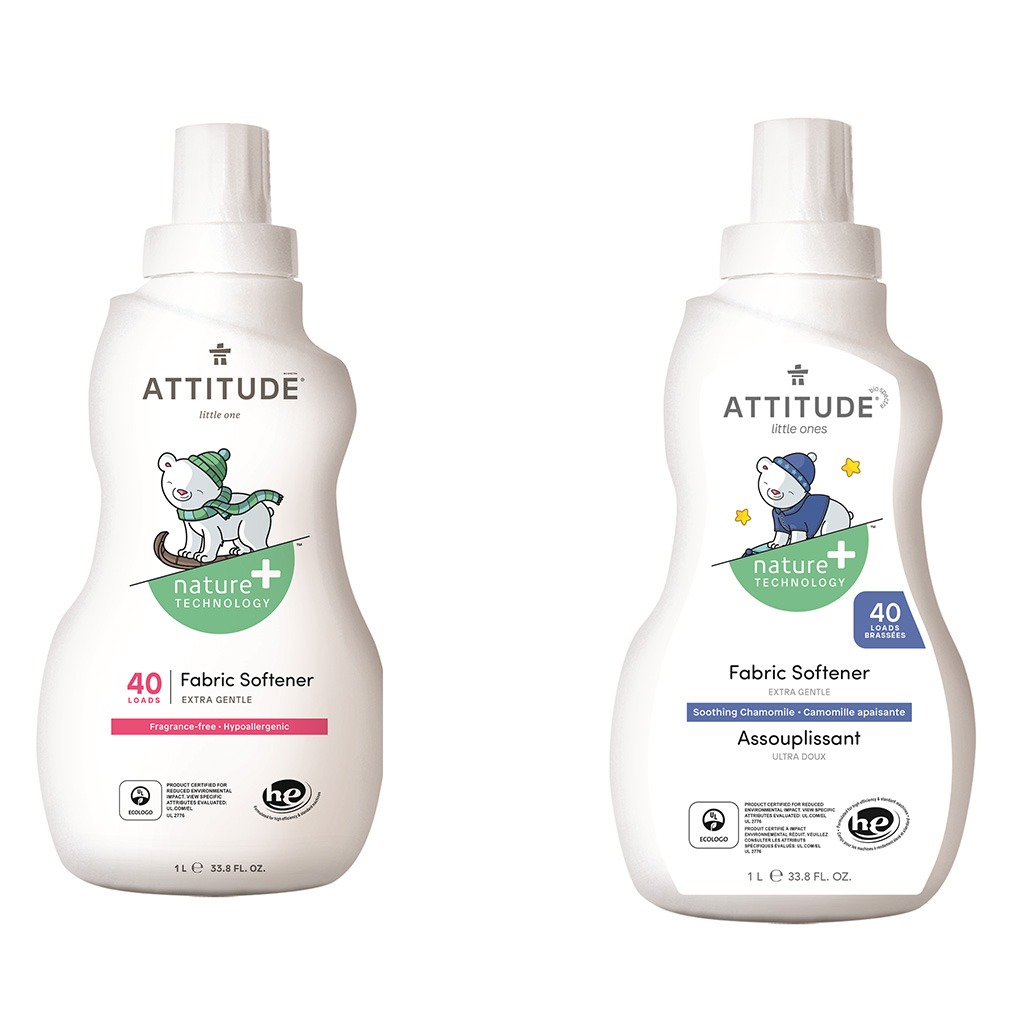 Attitude Little Ones Nature+ Technology Extra Gentle Baby Fabric Softener 40 Loads, Fragrance-Free & Soothing Chamomile, Combo Pack of 2 Pieces, 1000ml Each
