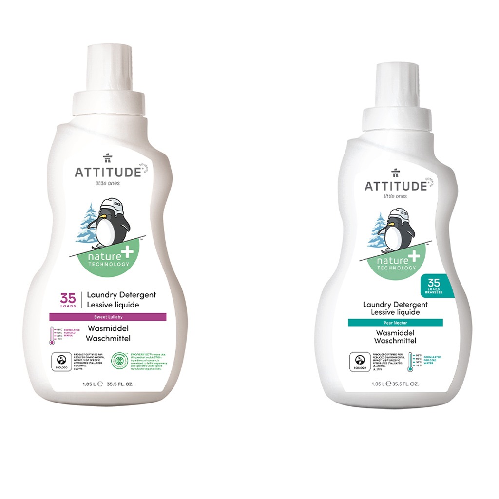 Attitude Little Ones Nature+ Technology Baby Laundry Detergent 35 Loads, Pear Nectar & Sweet Lullaby, Combo Pack of 2 Pieces, 1050ml Each