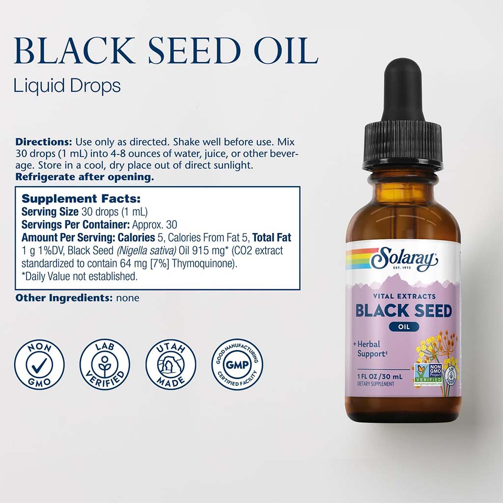 Solaray Cold Pressed Black Seed 7% Thymoquinone Oil 30ml