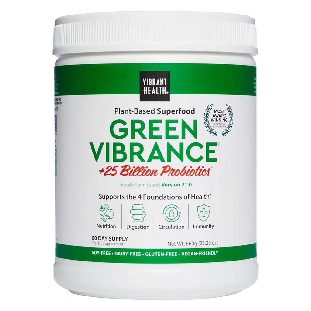 Vibrant Health Green Vibrance +25 Billion Probiotics Plant Based Super Food Powder 660g