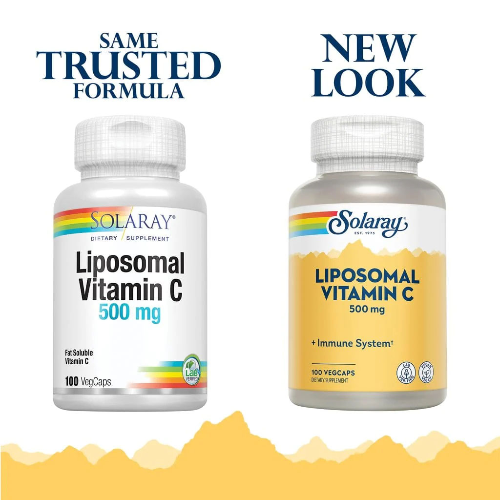 Solaray Liposomal Vitamin C 500mg Veg Capsules For Healthy Immune System, Pack of 100's