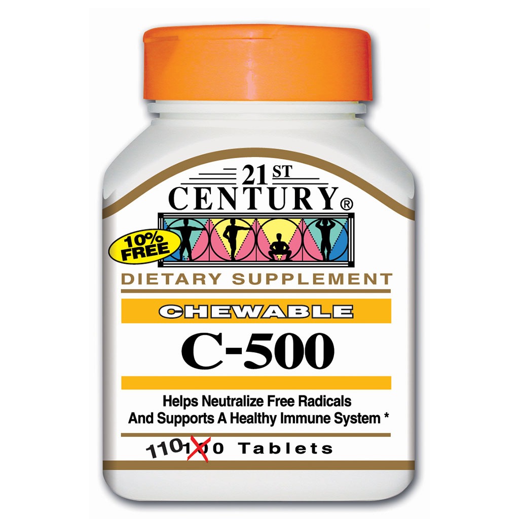 21st Century Vitamin C 500mg Chewable Tablets, Pack of 100's