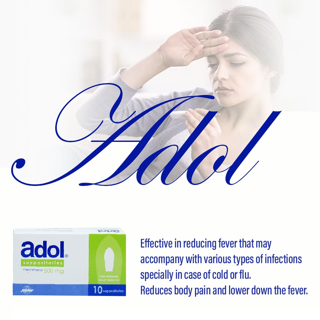Adol Paracetamol 500 mg Suppositories 10's