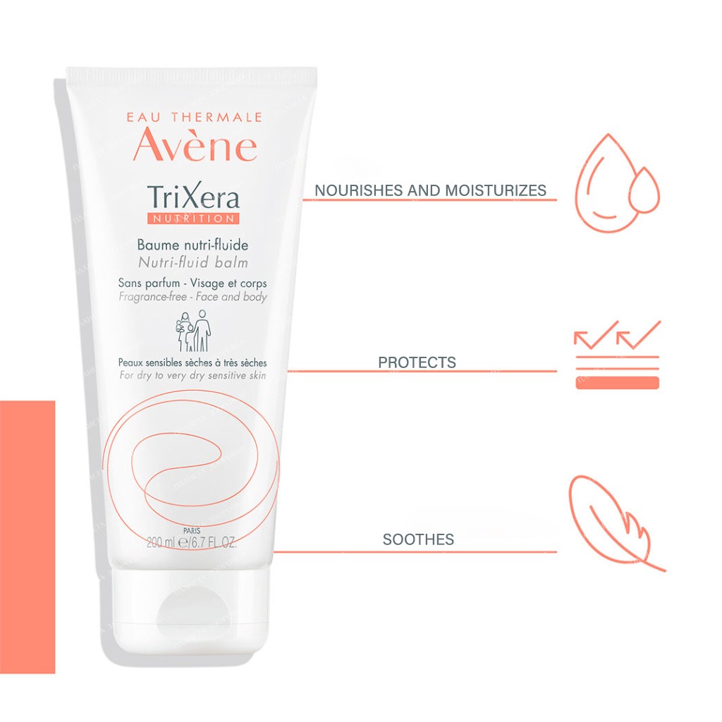 Avene Trixera Nutrition Nutri-Fluid Balm, Emollient Balm For Dry Skin And Sensitive Skin 200ml