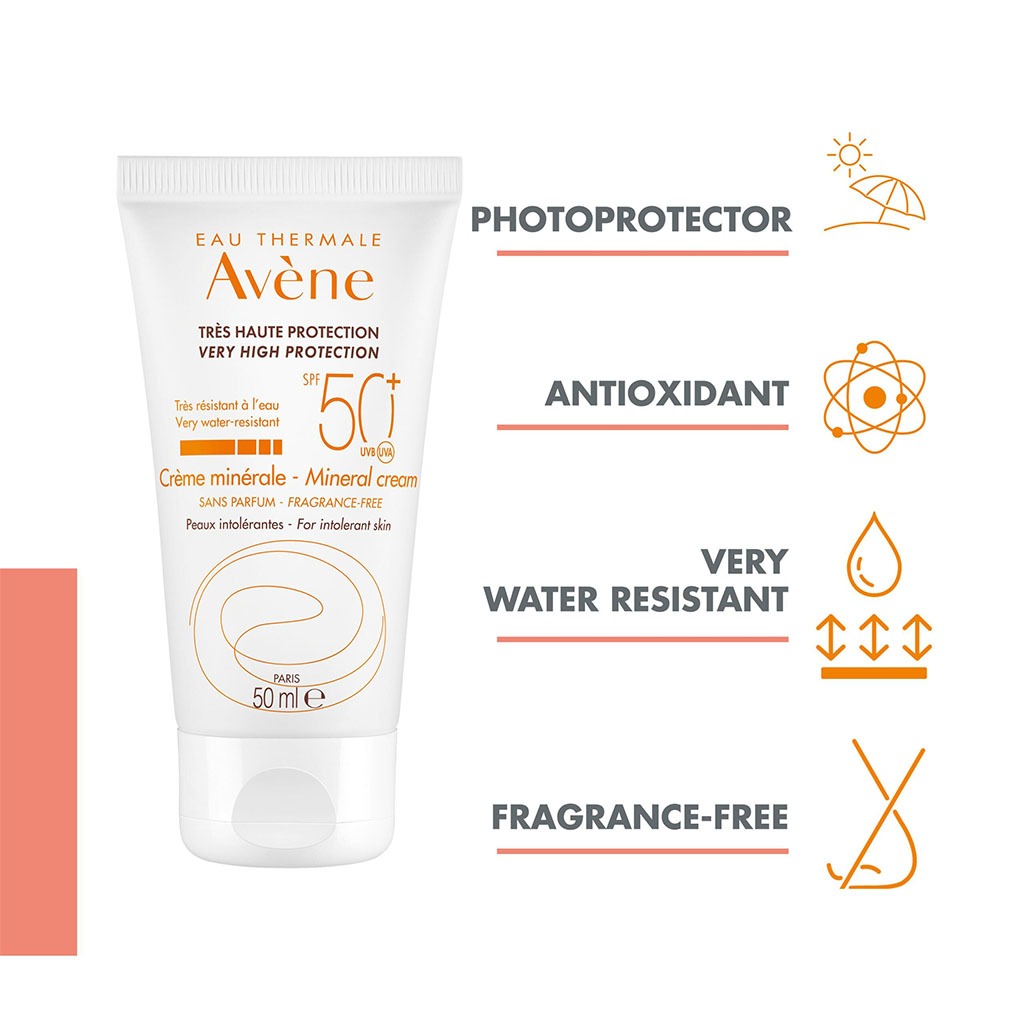Avene SPF50+ Mineral Sunscreen Cream For High Sun Protection 50ml
