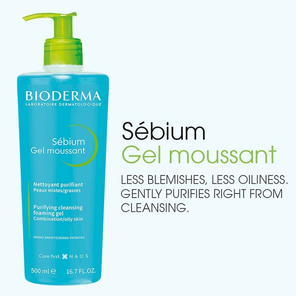 Bioderma Sebium Moussant Purifying Cleansing Foaming Gel For Combination To Oily Skin 500 mL