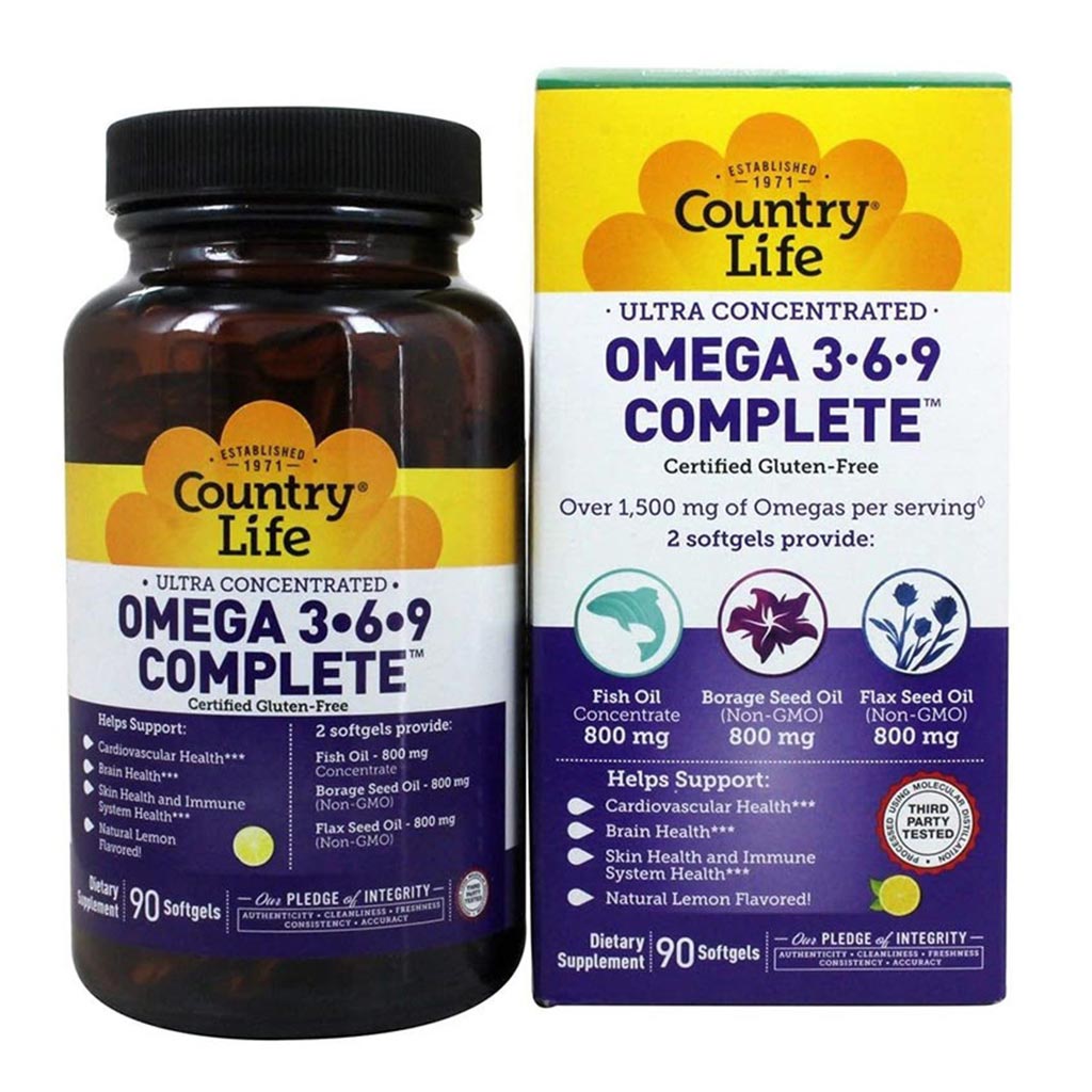 Country Life Ultra-Concentrated Omega 3-6-9 Complete Softgels, Pack of 90's