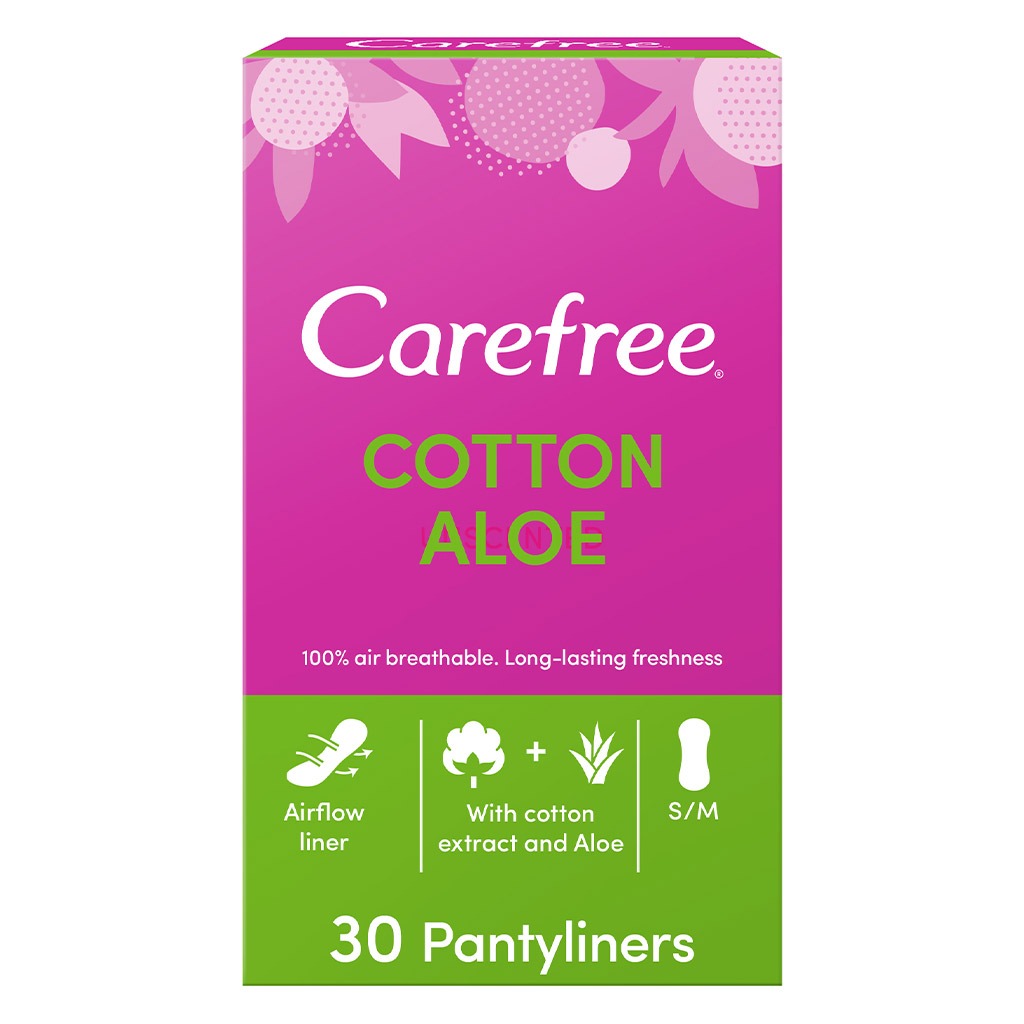 Carefree Breathable Cotton Panty Liners With Cotton & Aloe Extract, Pack of 30's