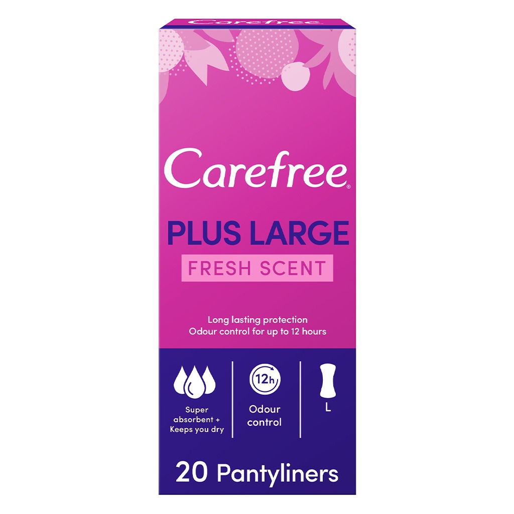 Carefree Plus Large Fresh Scented Panty Liners, Pack of 20's