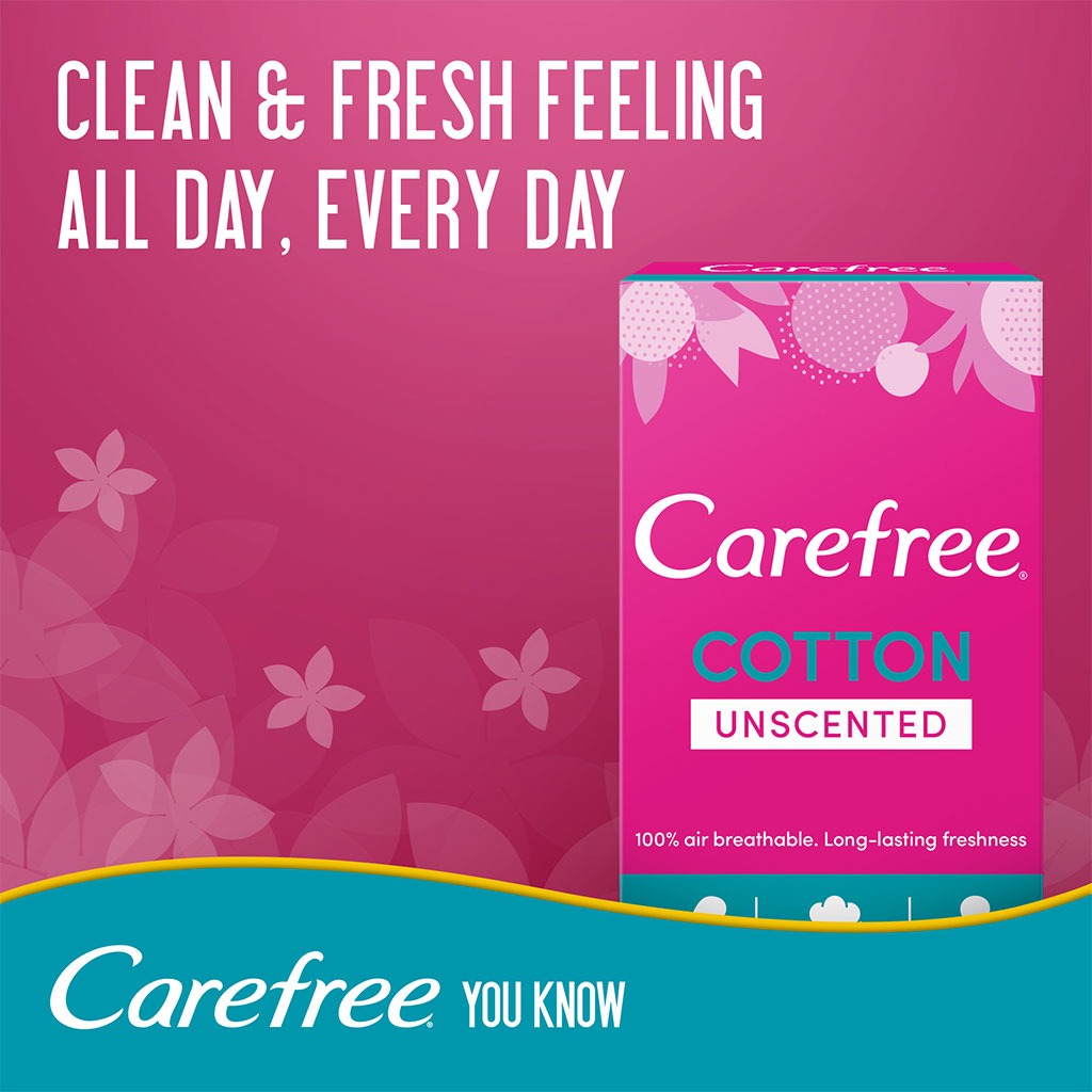 Carefree Breathable Cotton Unscented Panty Liners, Pack of 34's