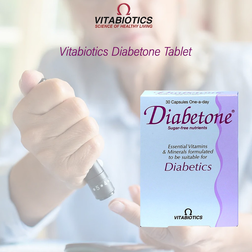 Vitabiotics Diabetone One-A-Day Sugar-Free Capsules With Essential Vitamins & Minerals For Diabetics, Pack of 30’s