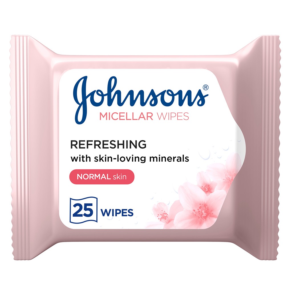 Johnson's Daily Essentials Refreshing Facial Cleansing Makeup Remover Wipes For Normal Skin, Pack of 25's