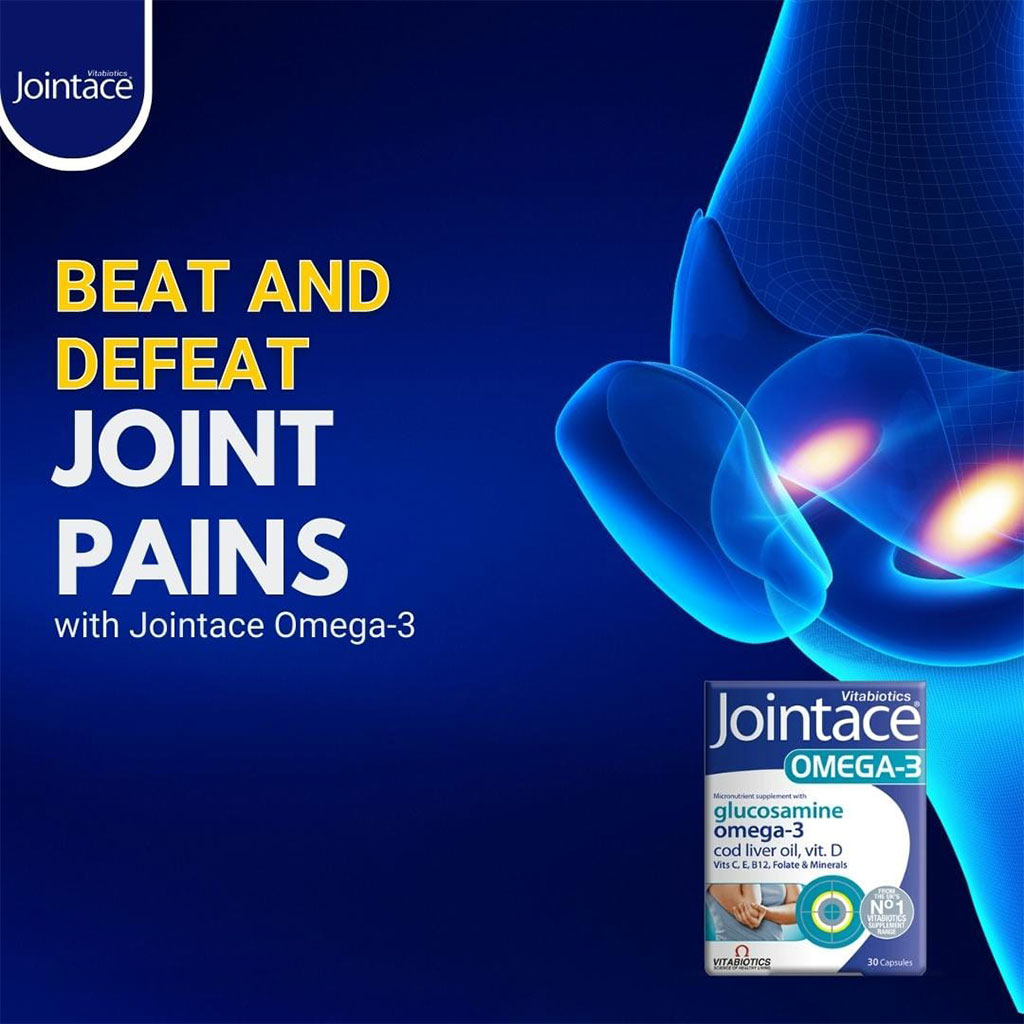 Vitabiotics Jointace Omega-3 Supplement With Glucosamine For Healthy Bone & Cartilage, Pack of 30's