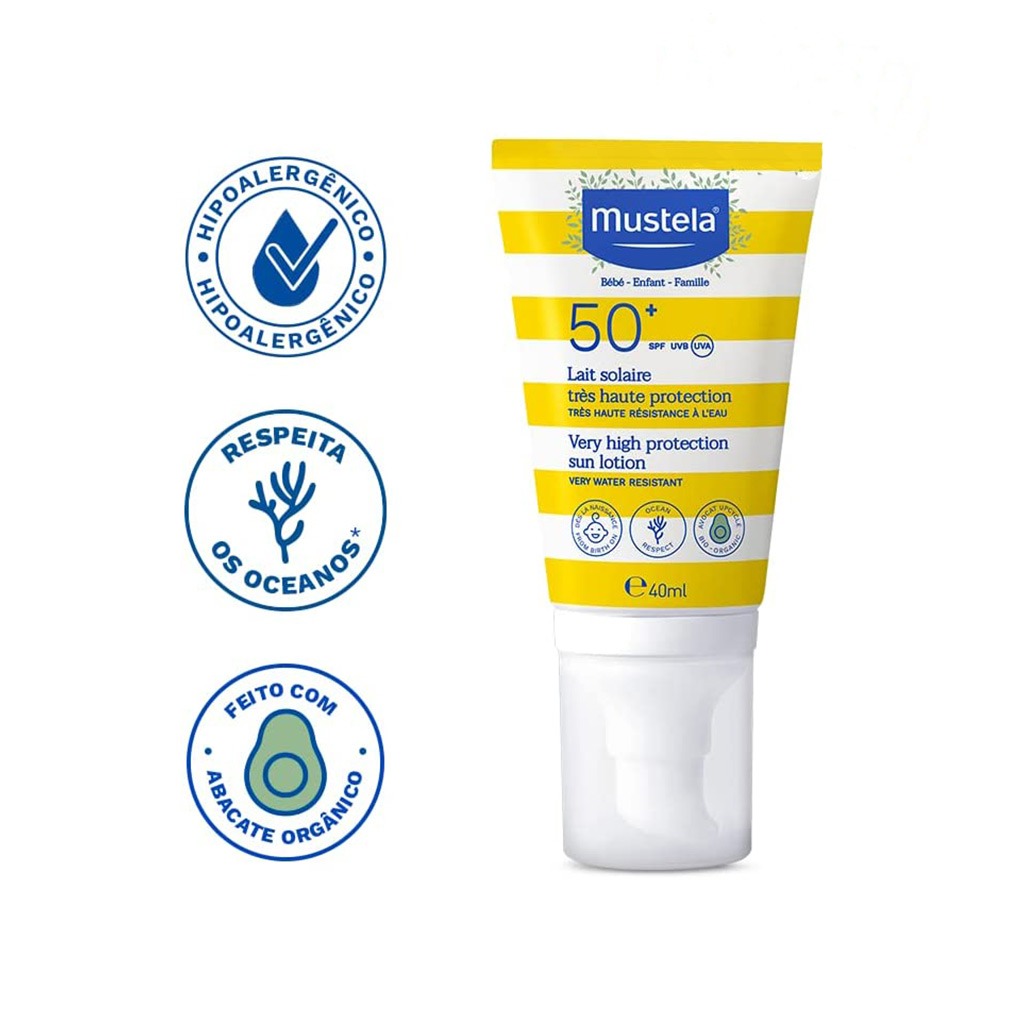 Mustela Very High Protection SPF50+ Facial Sunscreen Lotion For Baby, Water Resistant 40ml