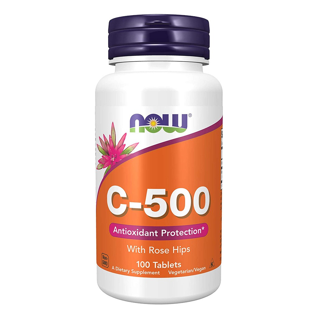 Now C-500 Vitamin C With Rose Hips Tablets For Antioxidant Support, Pack of 100's
